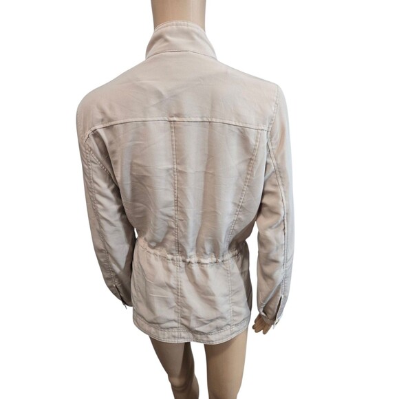 Calvin Klein women's S beige cinch waist roll tab full zip jacket lightweight - Picture 8 of 8